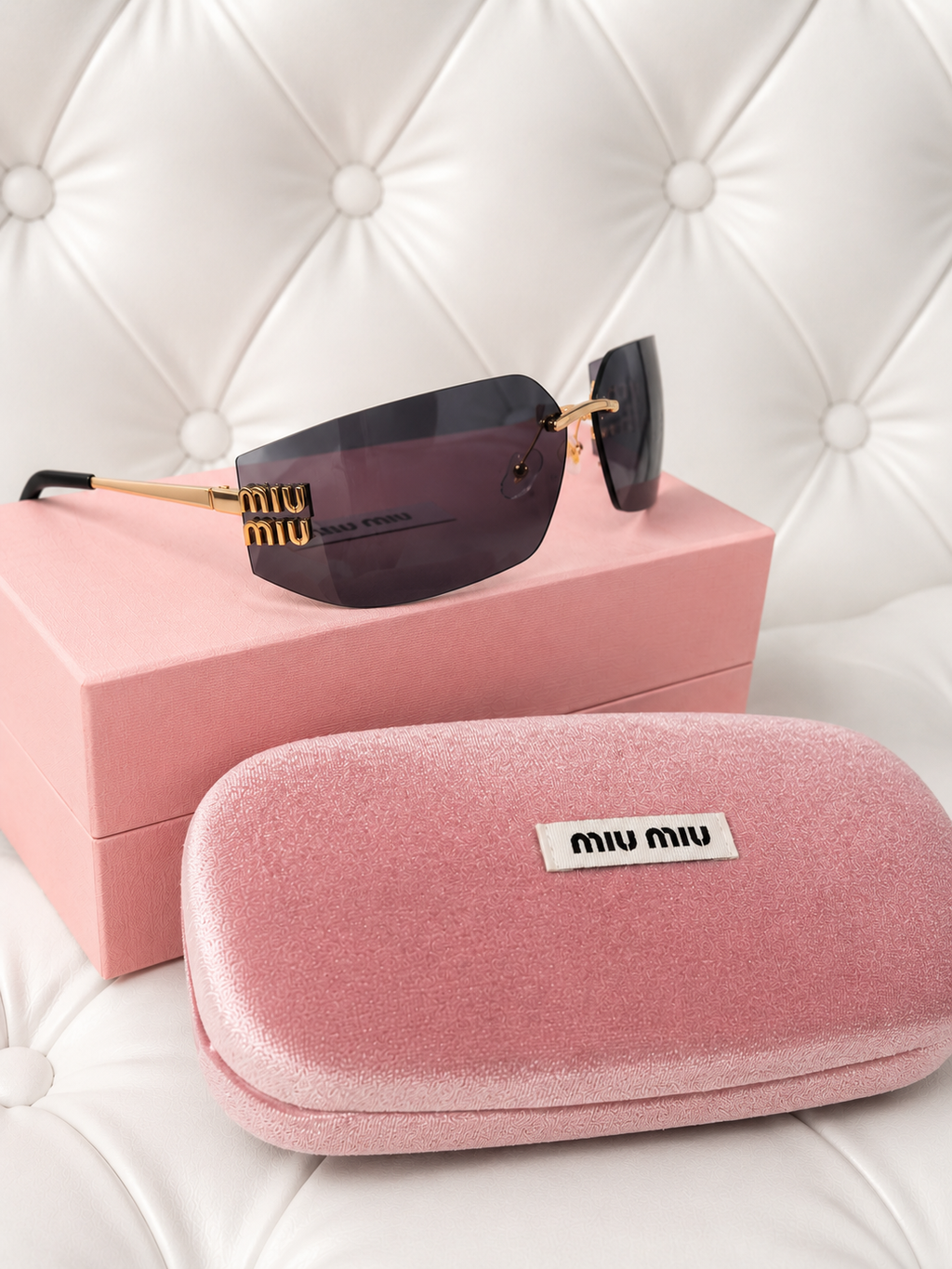 Purple and Black Rimless Sunglasses
