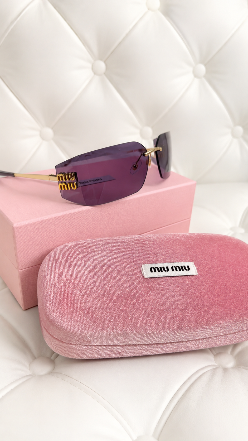 Purple and Black Rimless Sunglasses