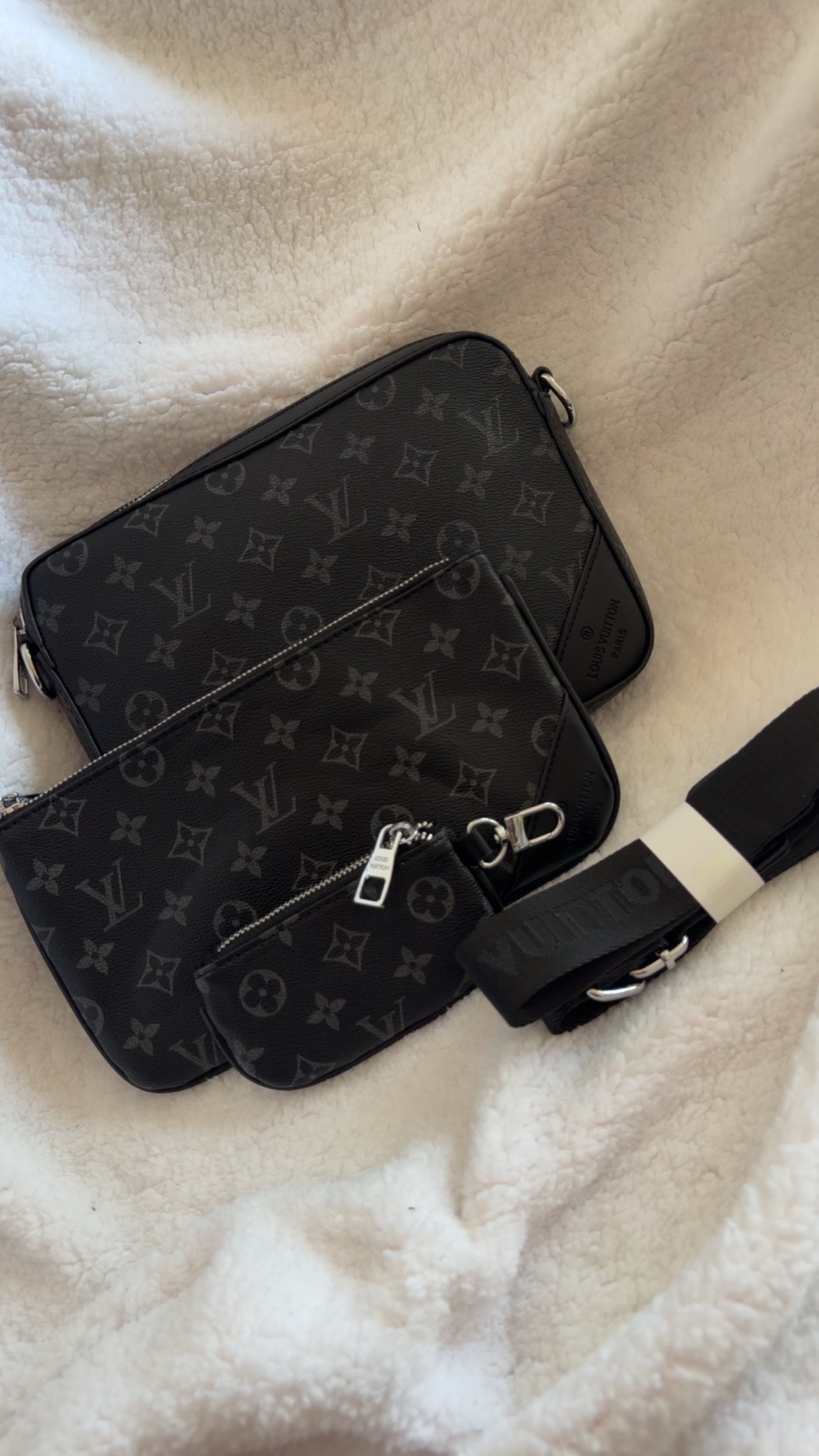 Black Monogram Trio Crossbody