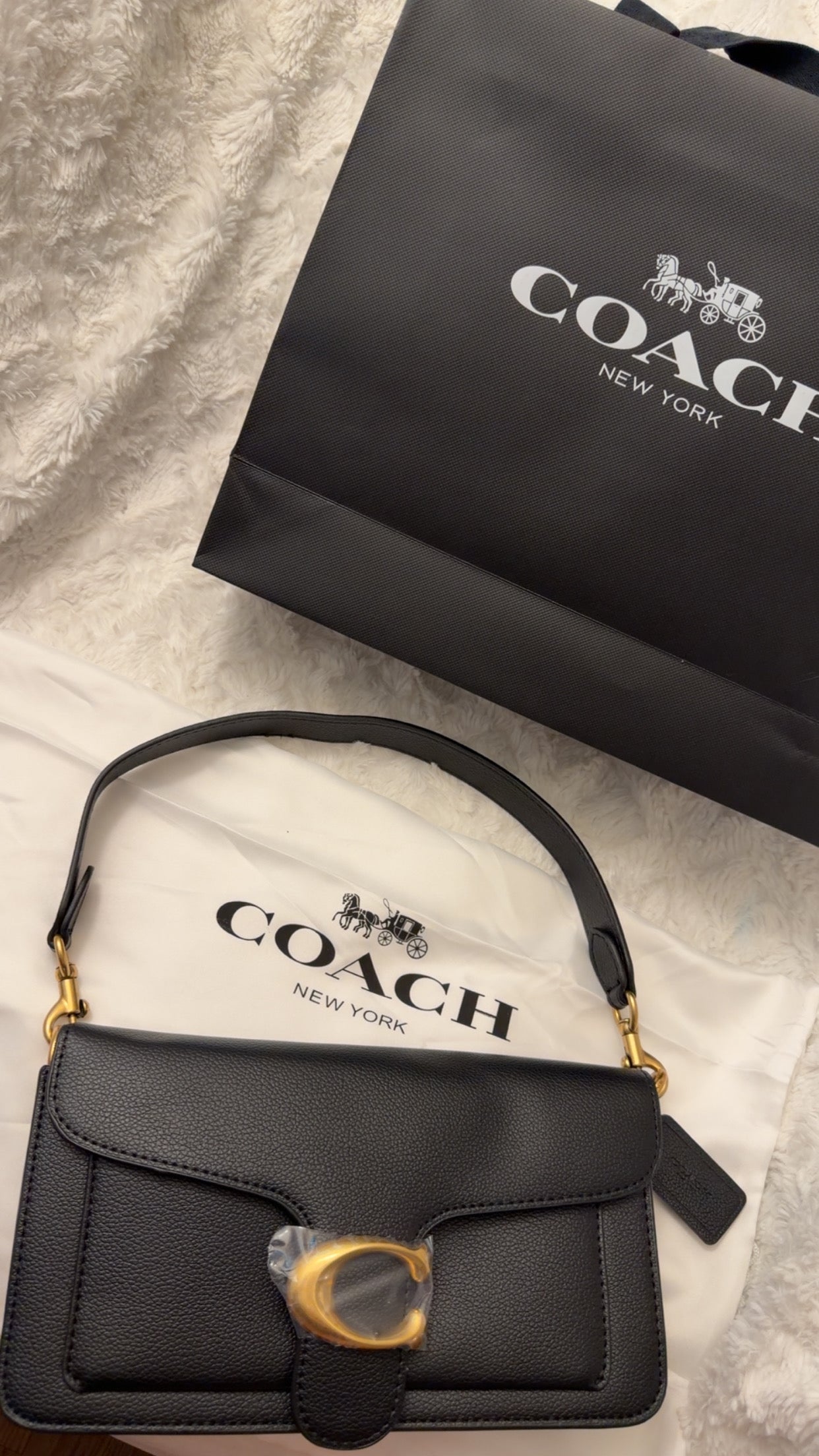 Black Shoulder Bag with Gold Hardware