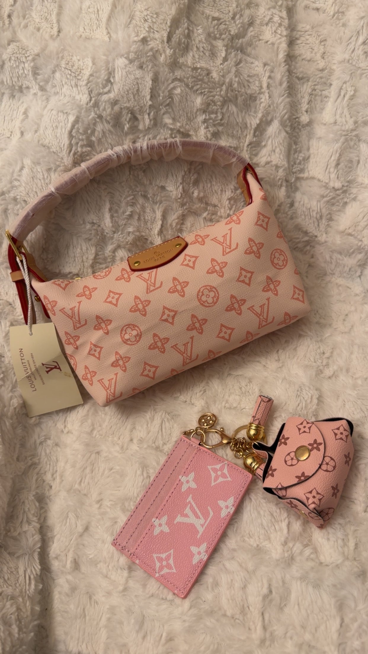Pink Monogram Shoulder Bag Set