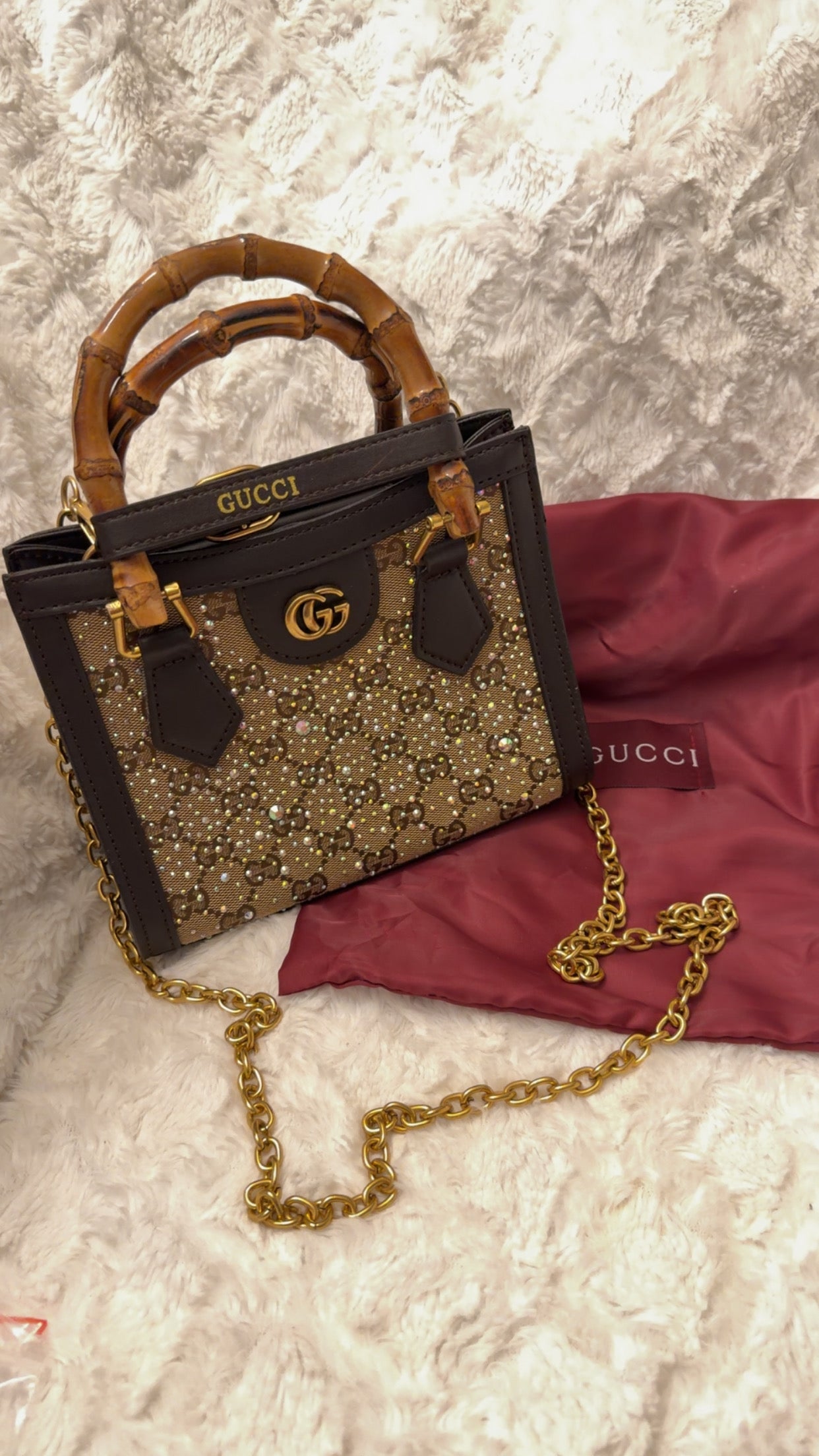 Crystal Bamboo Handle Mini Tote