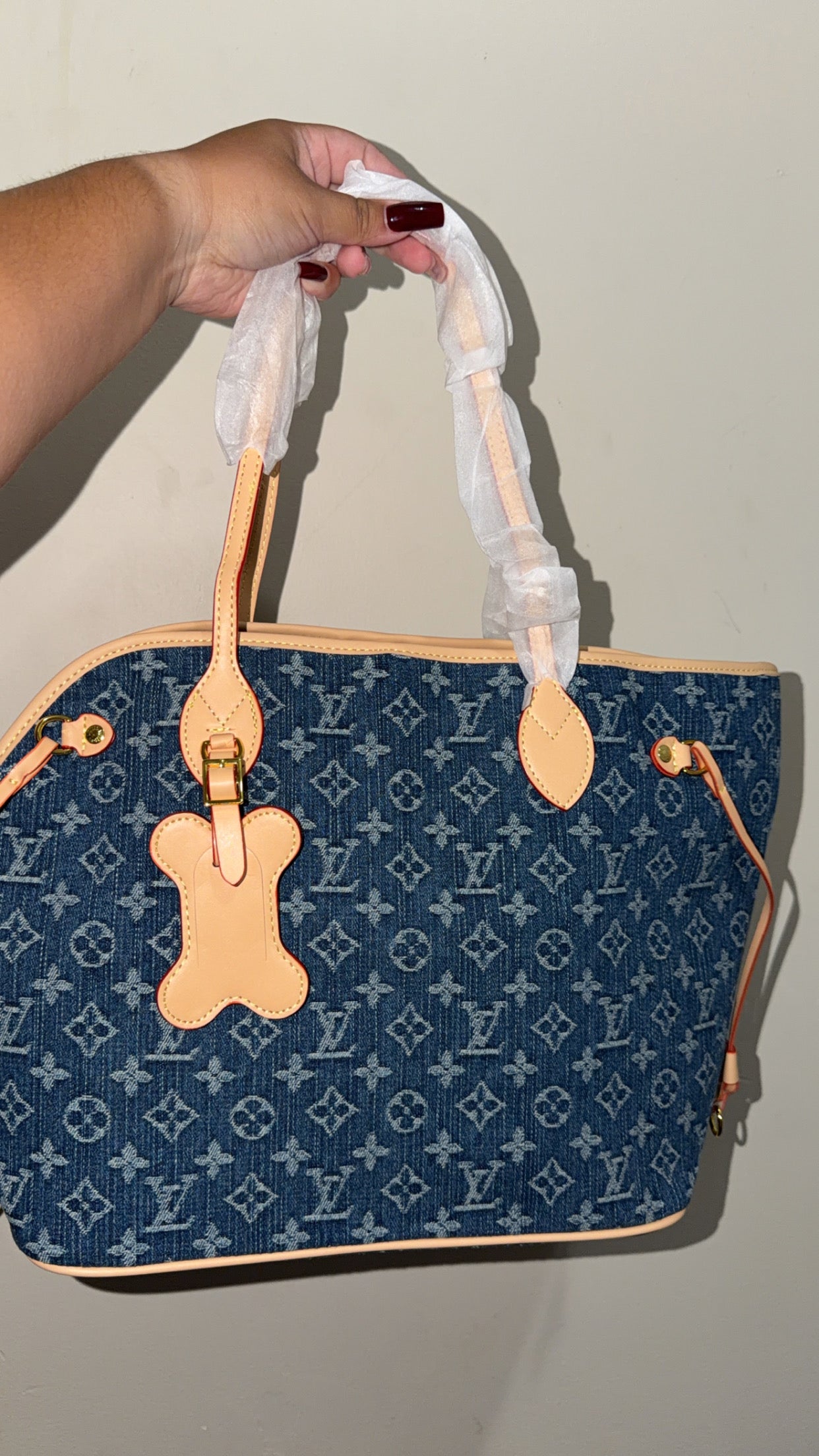 Blue Denim Monogram Tote Bag
