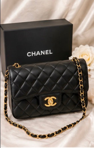 Black Quilted Chain Shoulder Bag