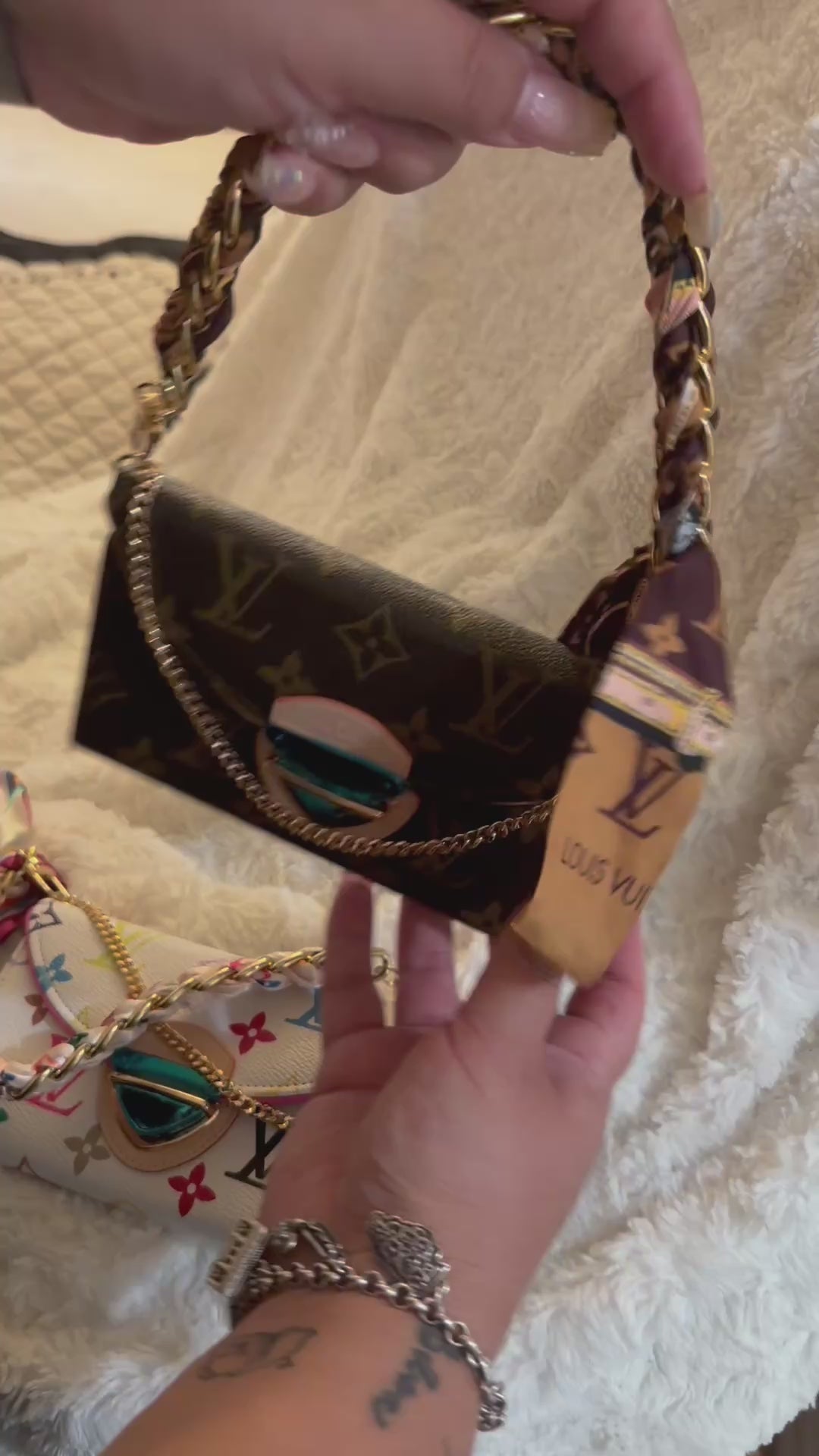 Monogram Chain phone Shoulder Bag – Brown and multicolor